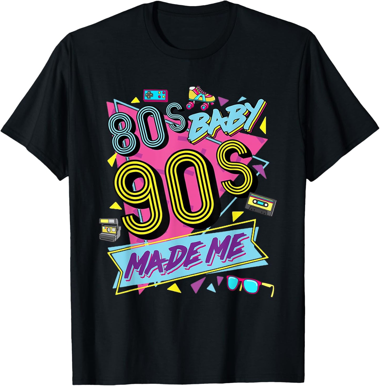 1980s 80's Baby 1990s 90's Made Me Costume Retro Party T-Shirt - T-Shirt | Black