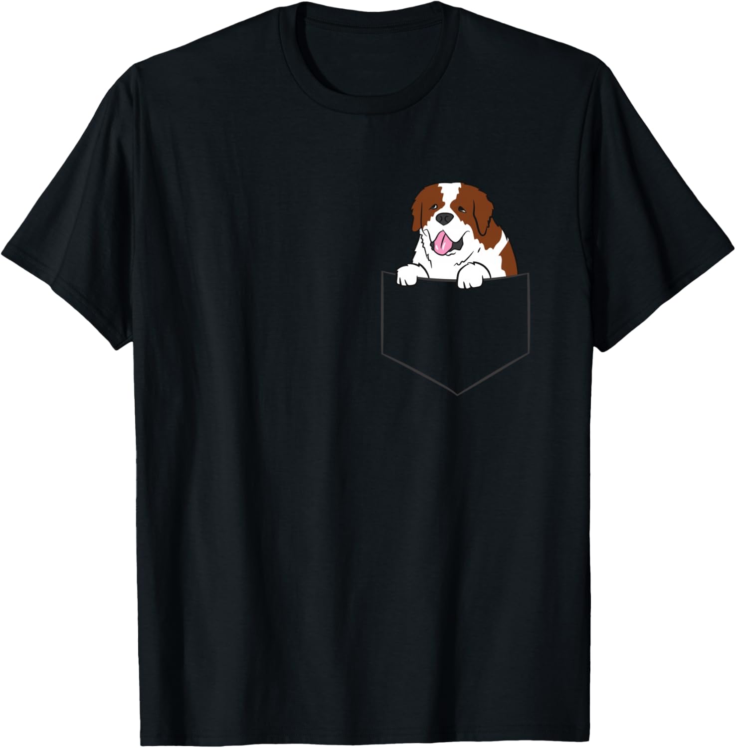 Funny Saint Bernard In Pocket Dog in a Pocket Saint Bernard T-Shirt - T-Shirt | Black