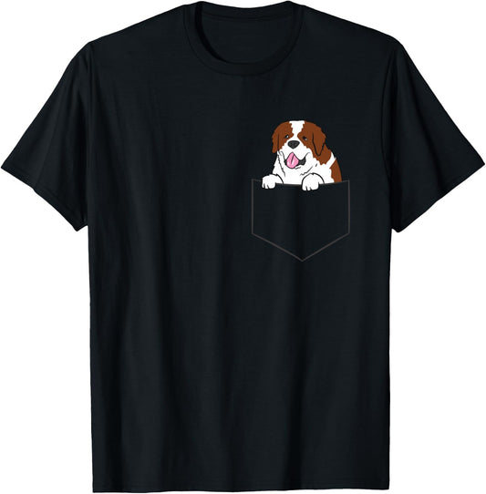 Funny Saint Bernard In Pocket Dog in a Pocket Saint Bernard T-Shirt - T-Shirt | Black