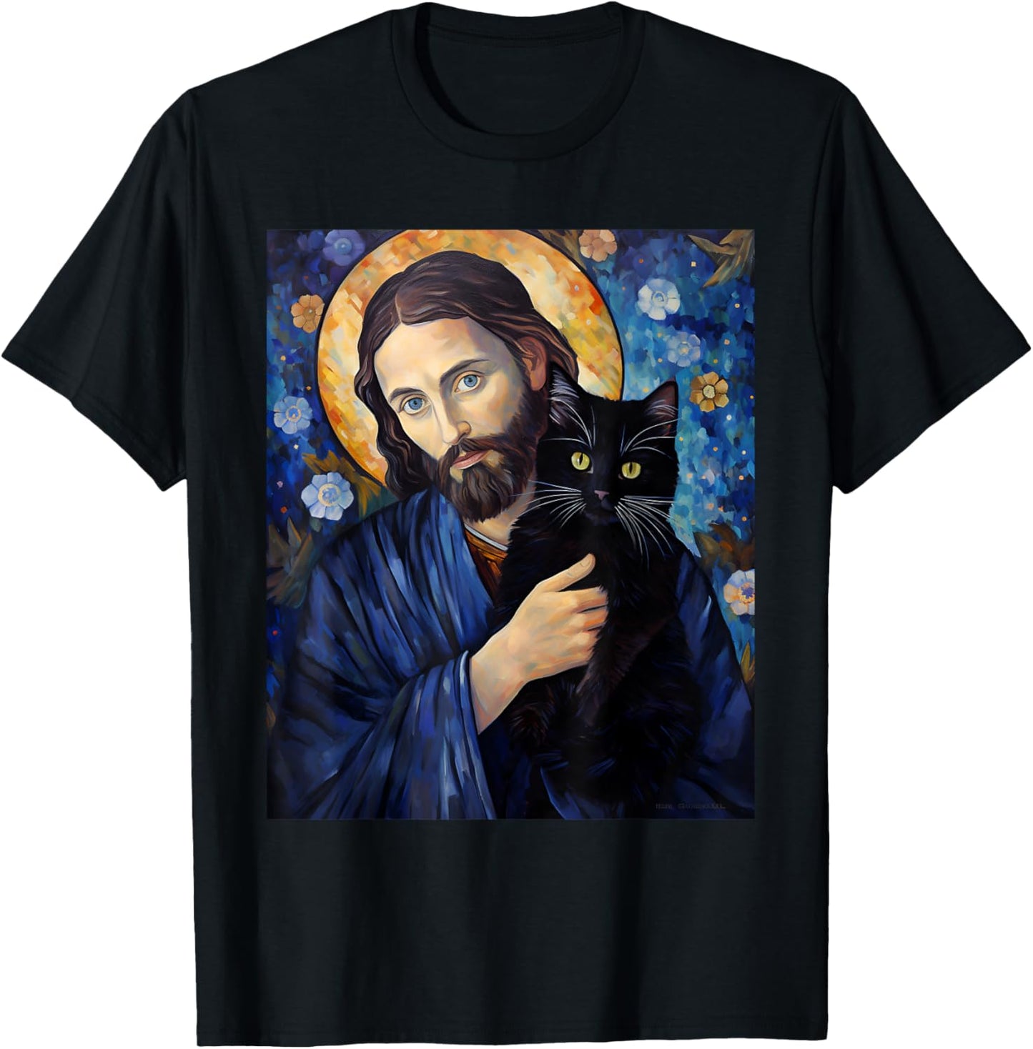 Black Cat Jesus Shirts Funny Christian T-Shirt - T-Shirt | Black