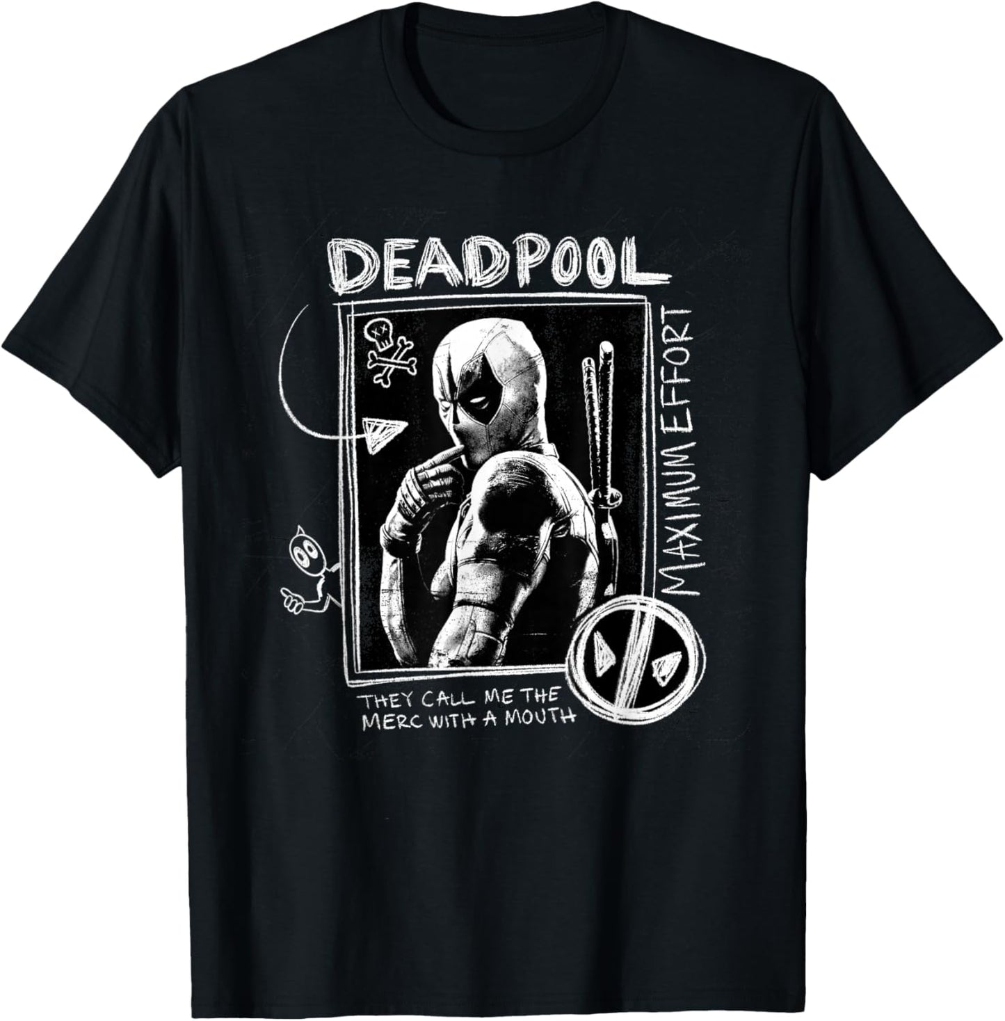 Marvel Studios Deadpool & Wolverine Maximum Effort Chalk Art T-Shirt - T-Shirt | Black