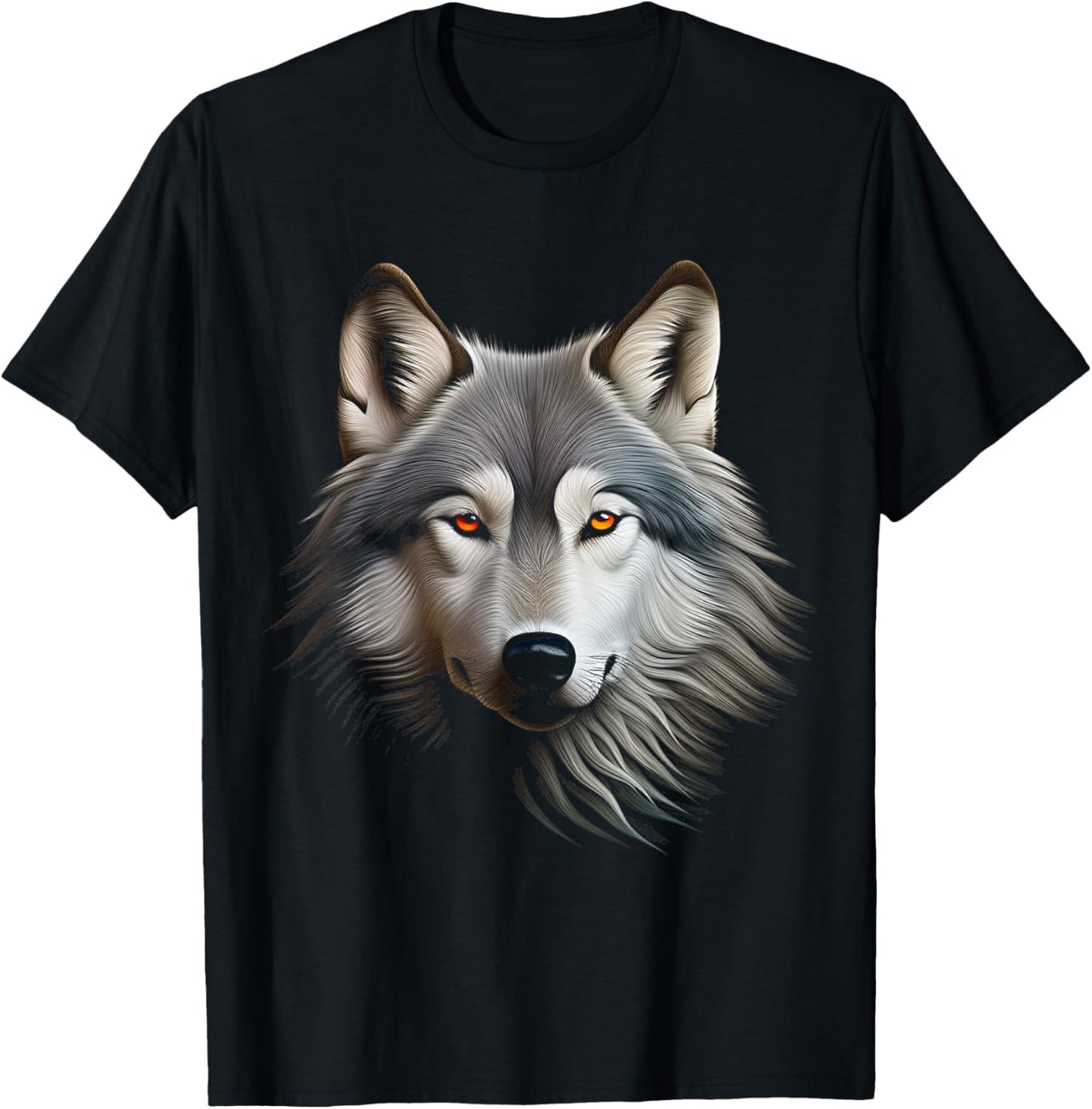Wolf Lover Illustration Animal Art Face Graphic Wolf T-Shirt - T-Shirt | Black