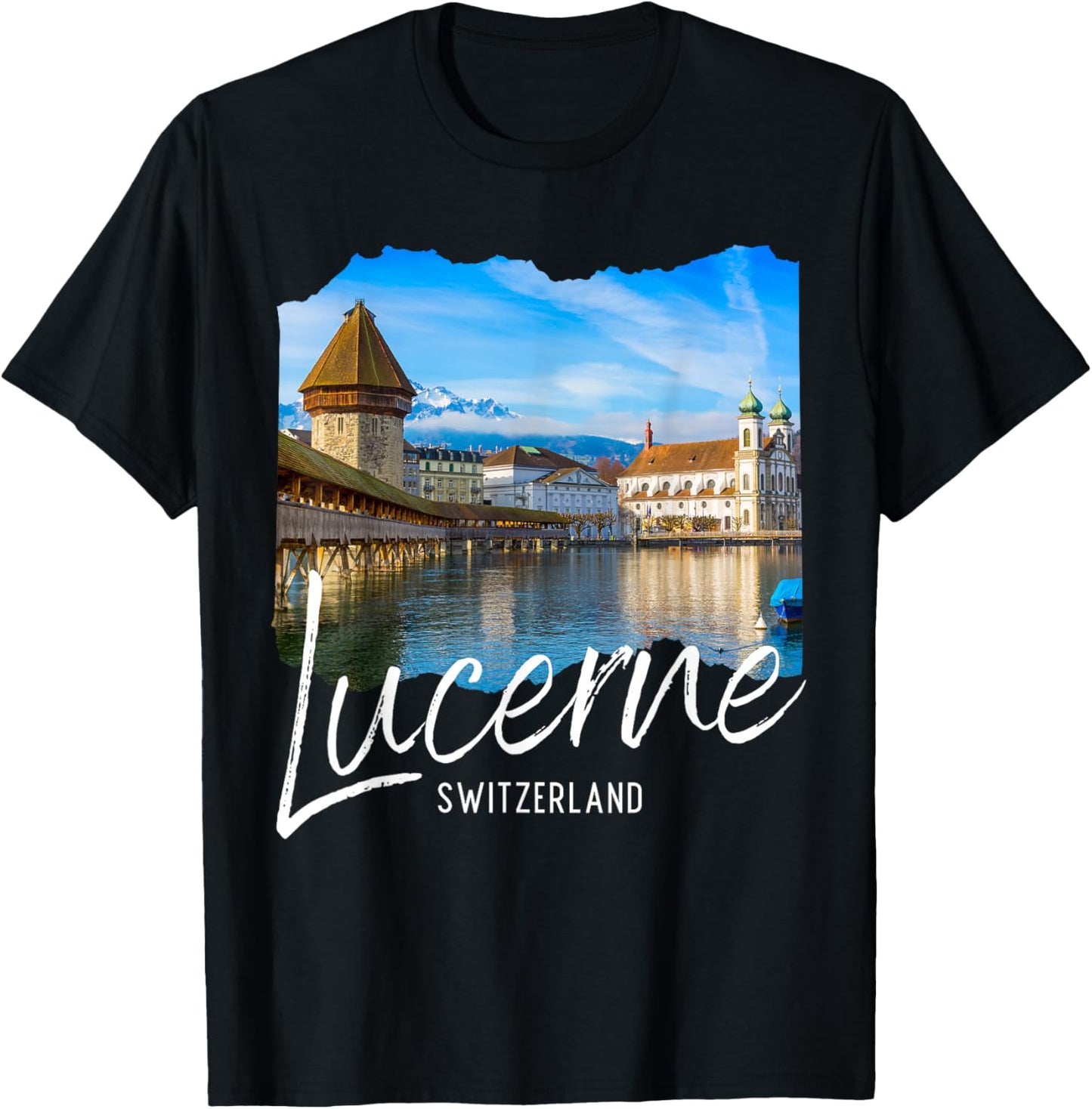 Lucerne Switzerland Souvenir Store Black -Adults T-Shirt - T-Shirt | Black