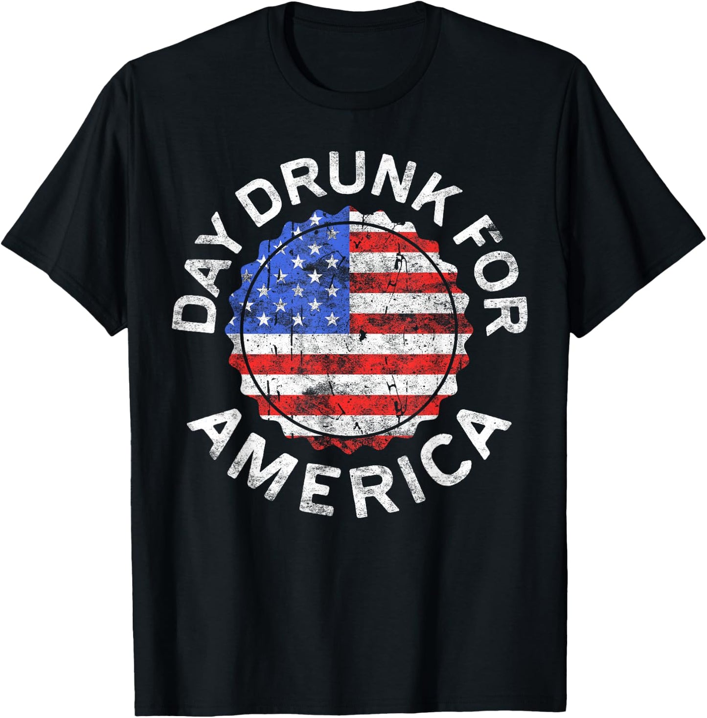 Day Drunk For America Shirt Men Women Drinking 4th of July T-Shirt - T-Shirt | Black