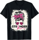 Stronger Messy Bun Breast Cancer Awareness Pink Warrior T-Shirt - T-Shirt | Black
