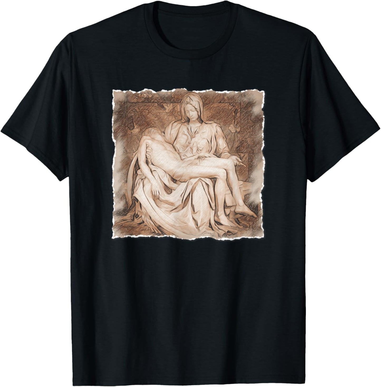 The Pity - La Pietà Statue, Michelangelo Renaissance Art T-Shirt - T-Shirt | Black