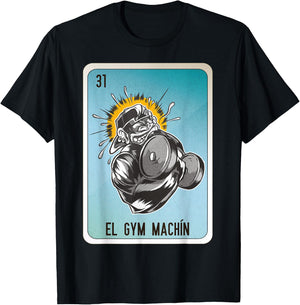 El GYM Machín Mexican Slang Chicano Bingo Cards T-Shirt - T-Shirt | Black