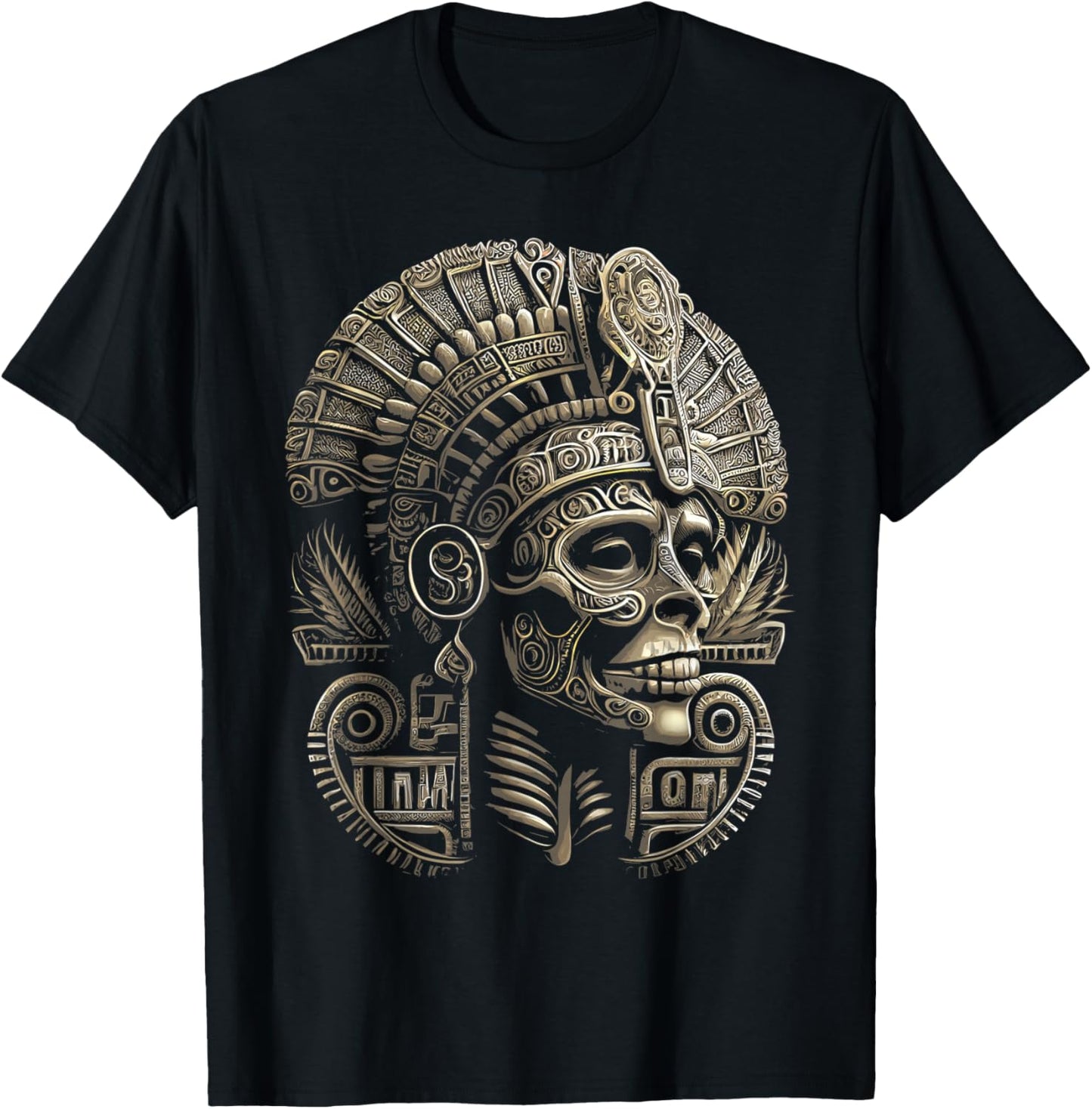 Mexican Mictlantecuhtli Aztec God of Death Skull T-Shirt - T-Shirt | Black