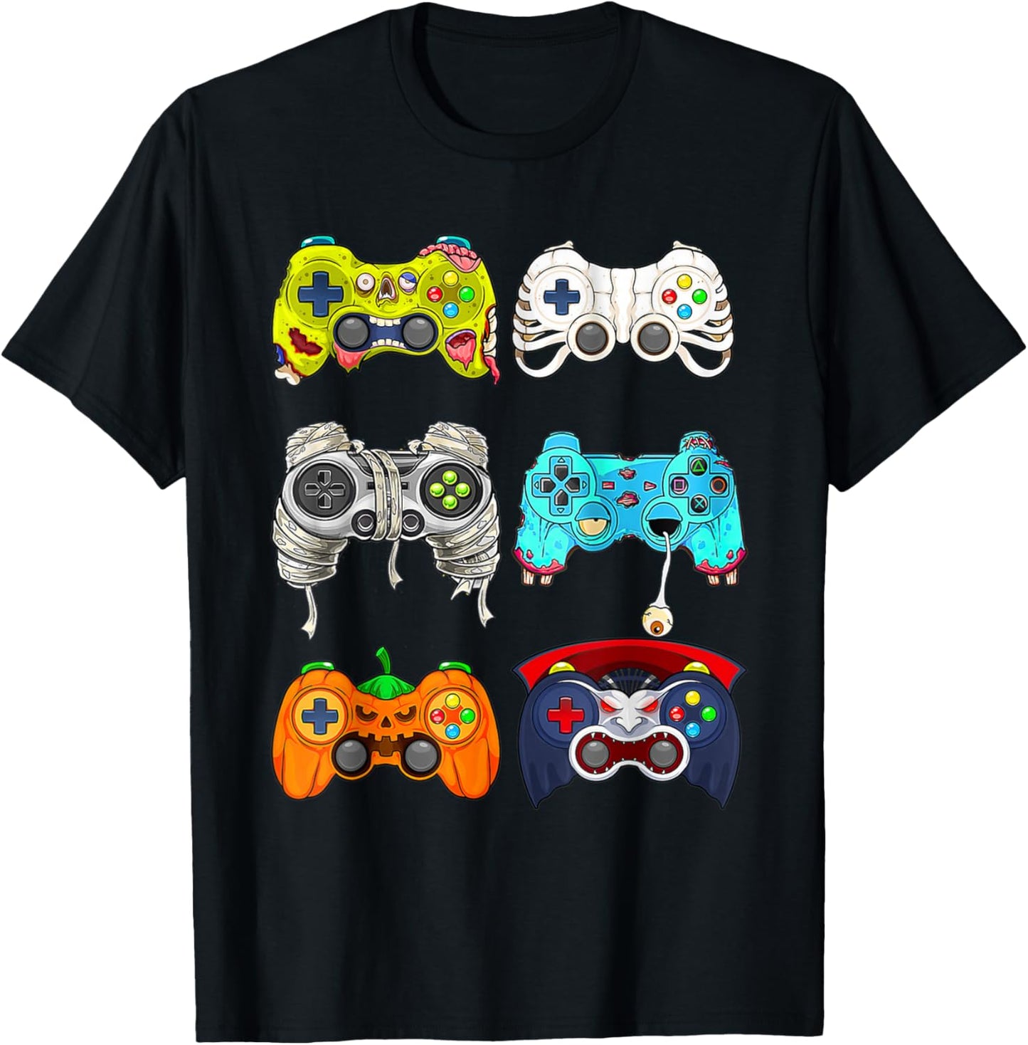 Halloween Skeleton Zombie Gaming Controllers Mummy T-Shirt - T-Shirt | Black