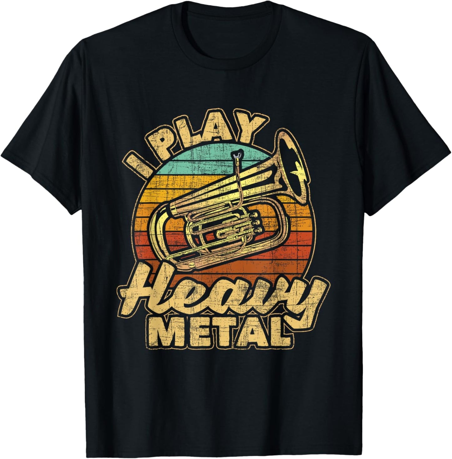 I Play Heavy Metal - Colorful Retro Baritone Marching Band T-Shirt - T-Shirt | Black