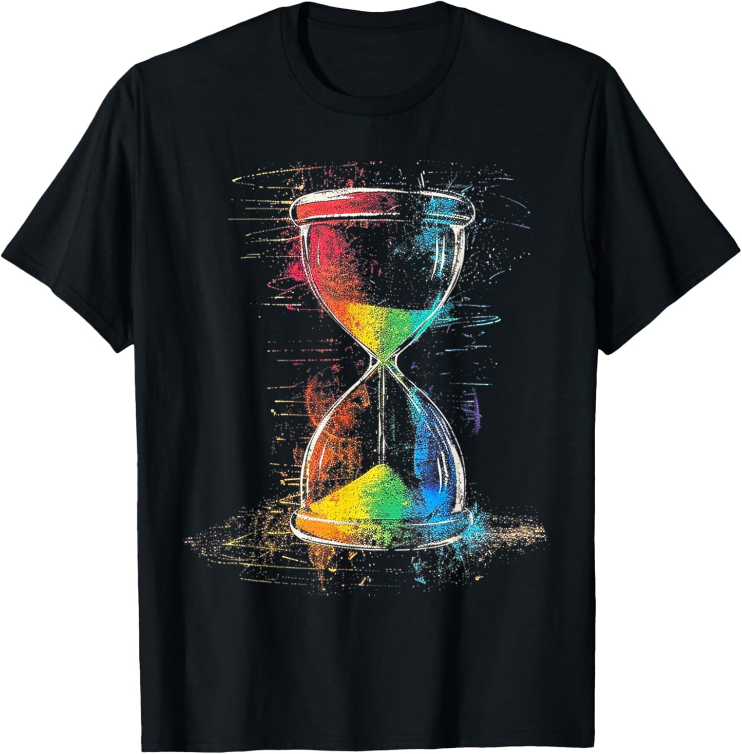 Hourglass Watercolor Paint Abstract Art Graphic T-Shirt - T-Shirt | Black