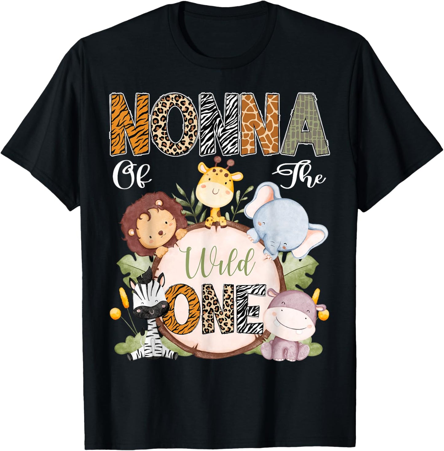Nonna Of The Wild One 1St Birthday Safari Woodland T-Shirt - T-Shirt | Black