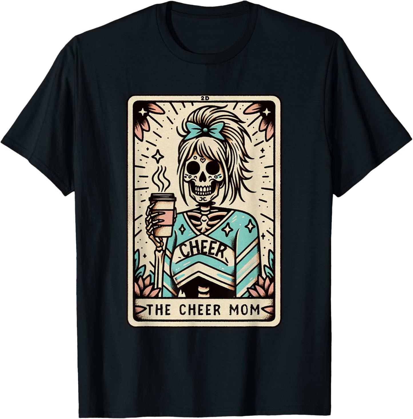 Funny Cheer Mom Halloween, Tarot Card Cheerleading Mom T-Shirt - T-Shirt | Black