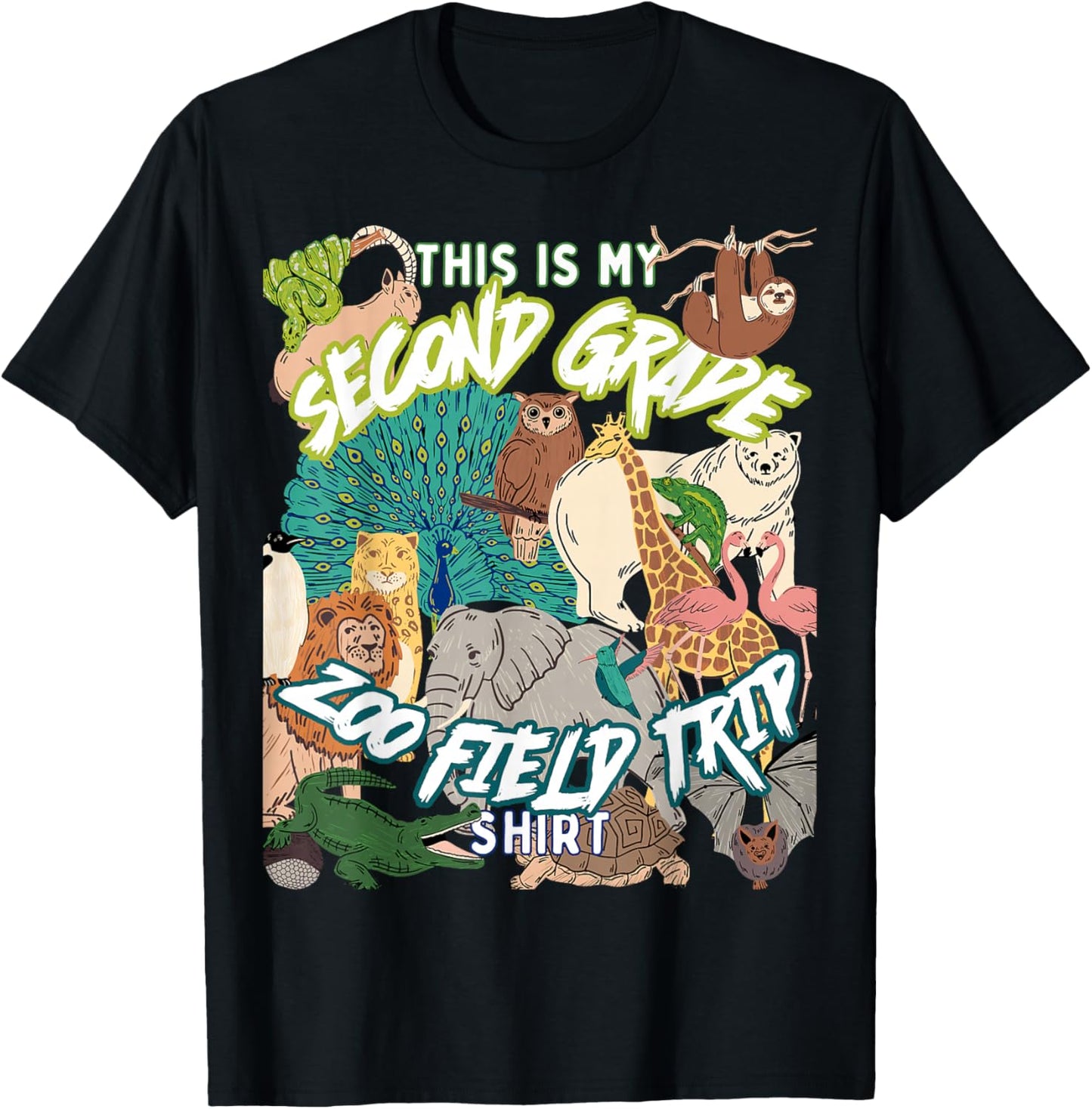 Second Grade Zoo Field Trip Matching Student Teacher Class Men Women Kids T-Shirt - T-Shirt | Black