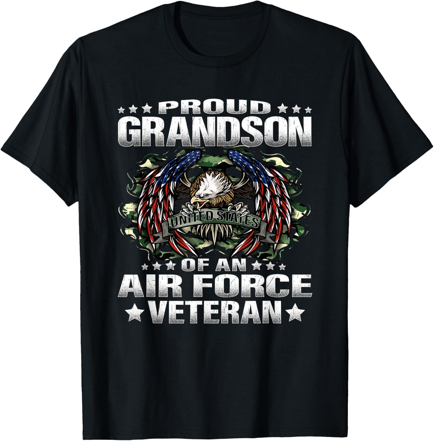 Proud Grandson Of An Air Force Veteran Military Vet's Family T-Shirt - T-Shirt | Black