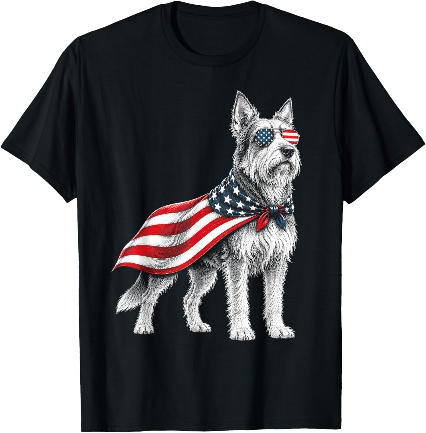 Berger Picard 4th of July US American Flag Dog Patriotic T-Shirt - T-Shirt | Black