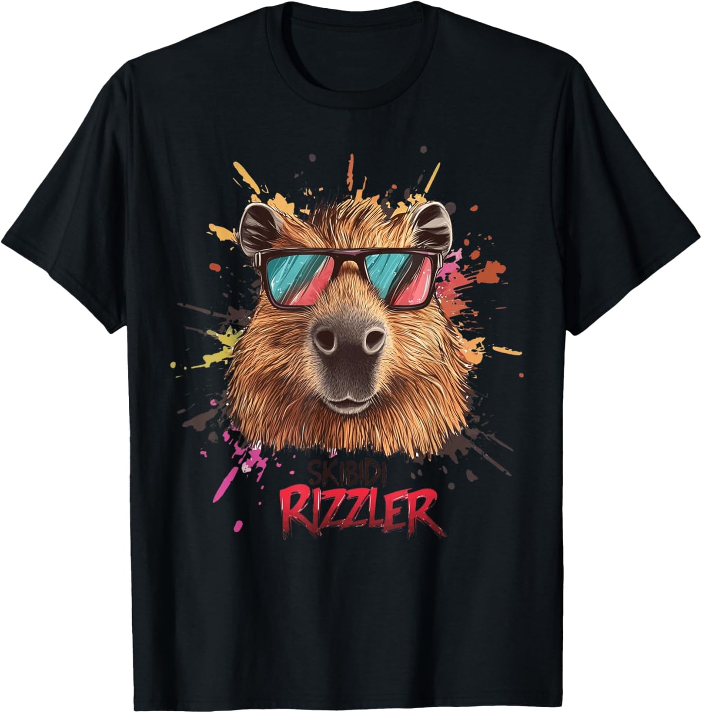 Funny Skibidi Toilet Rizzler Capybara Rizz Meme T-Shirt - T-Shirt | Black
