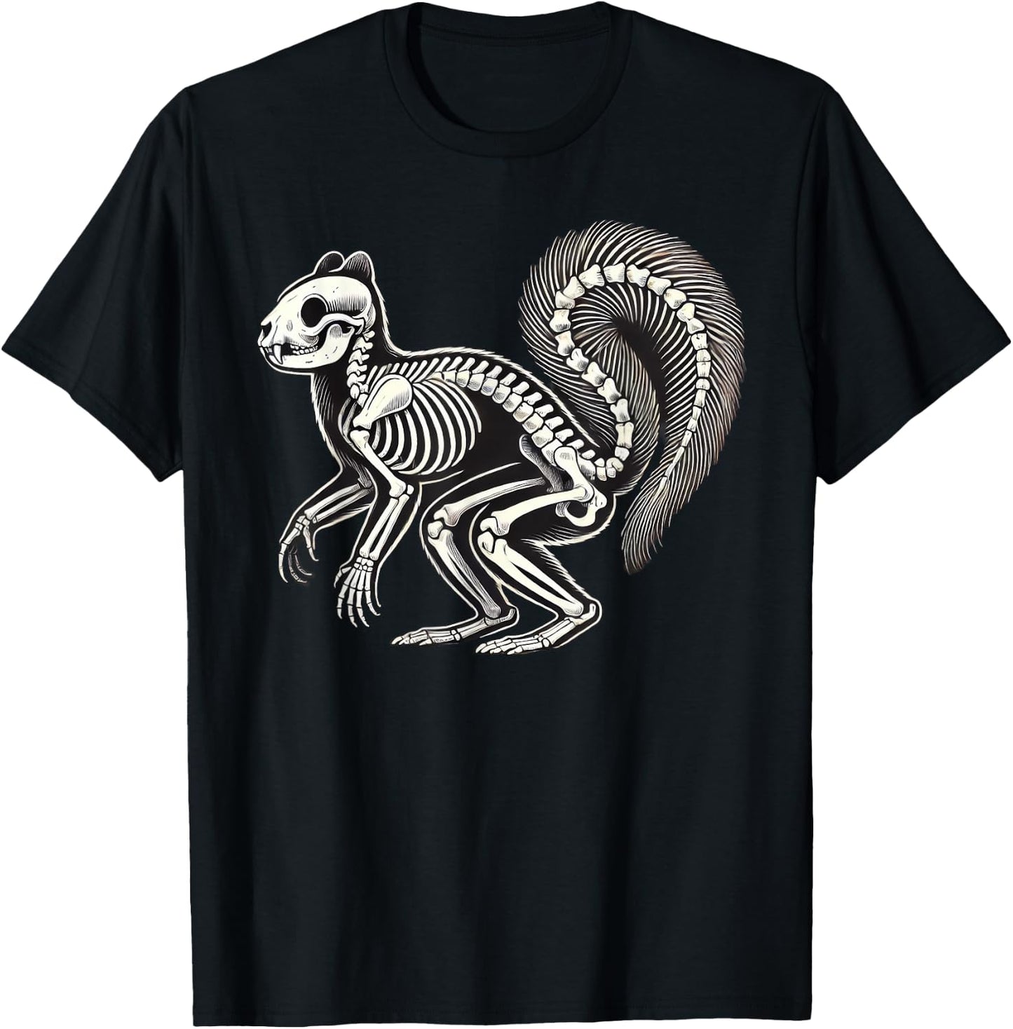 Squirrel Skeleton Halloween T-Shirt - T-Shirt | Black