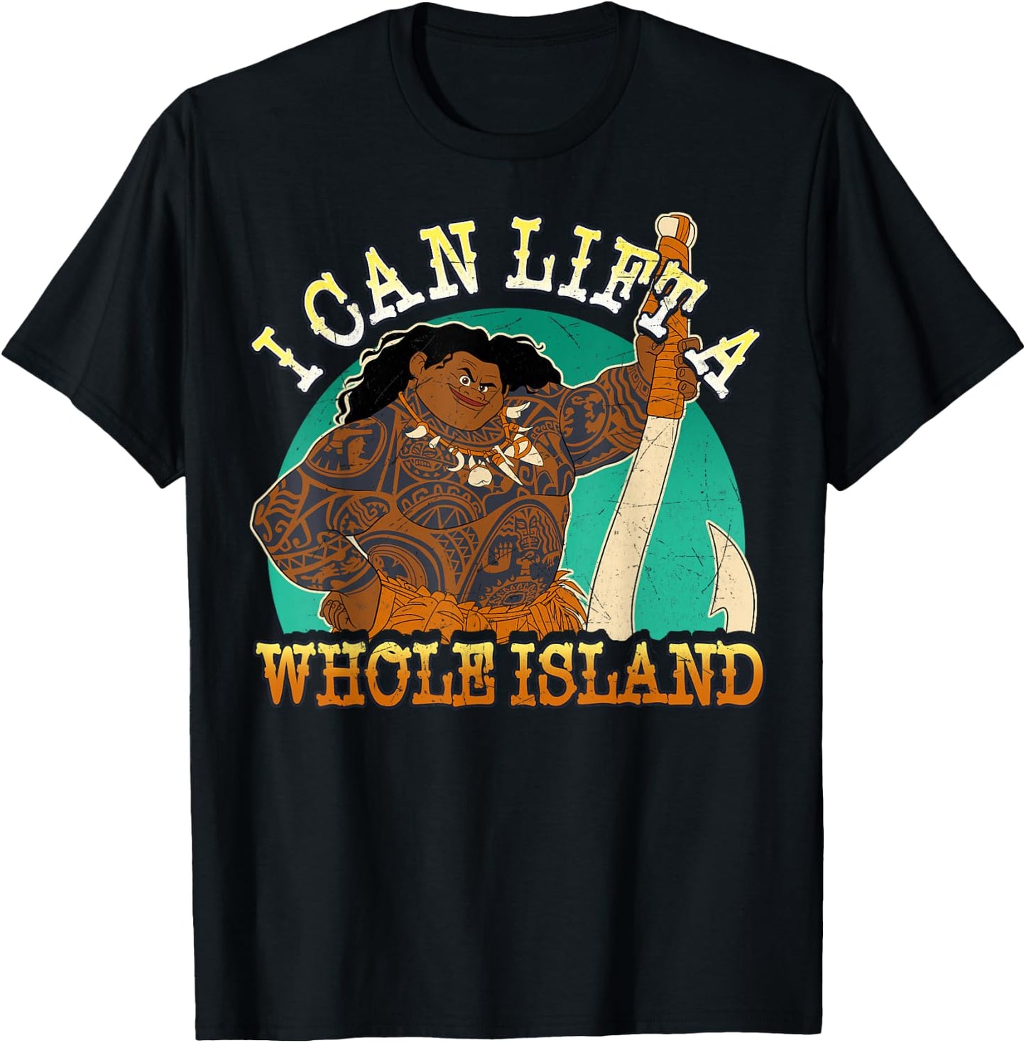 Disney Moana Maui I Can Lift A Whole Island Graphic T-Shirt - T-Shirt | Black