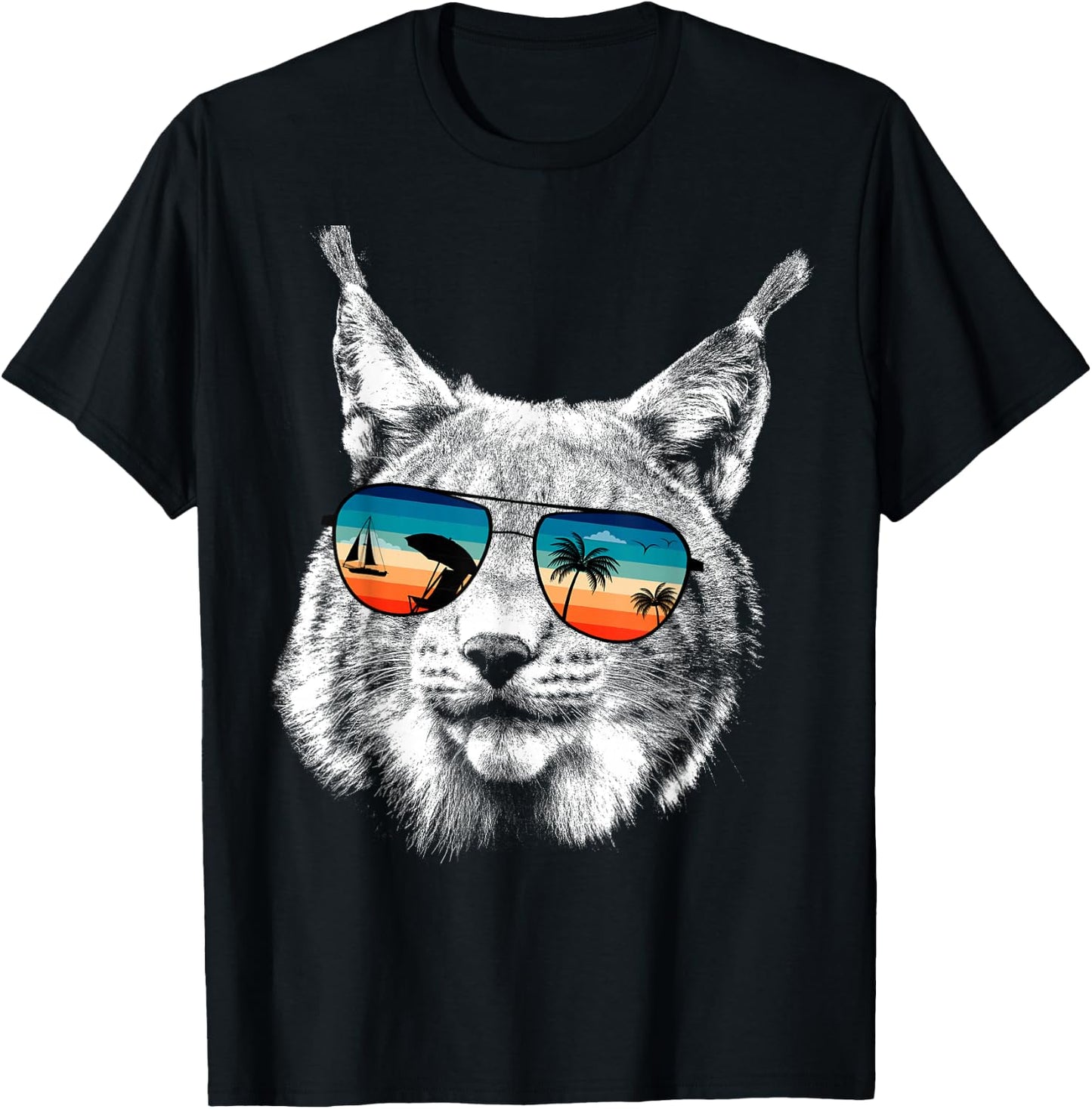BOBCAT Shirts With Glasses Sunglasses Retro Style T-Shirt - T-Shirt | Black