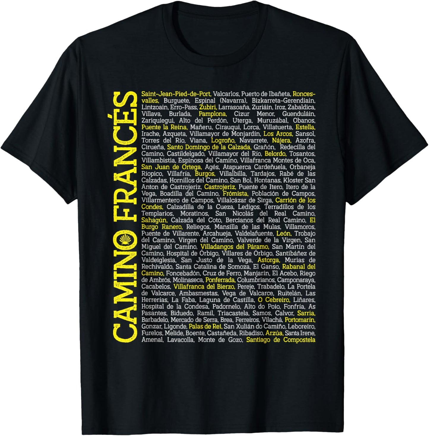 Camino de Santiago de Compostela Way of Saint James Stages T-Shirt - T-Shirt | Black