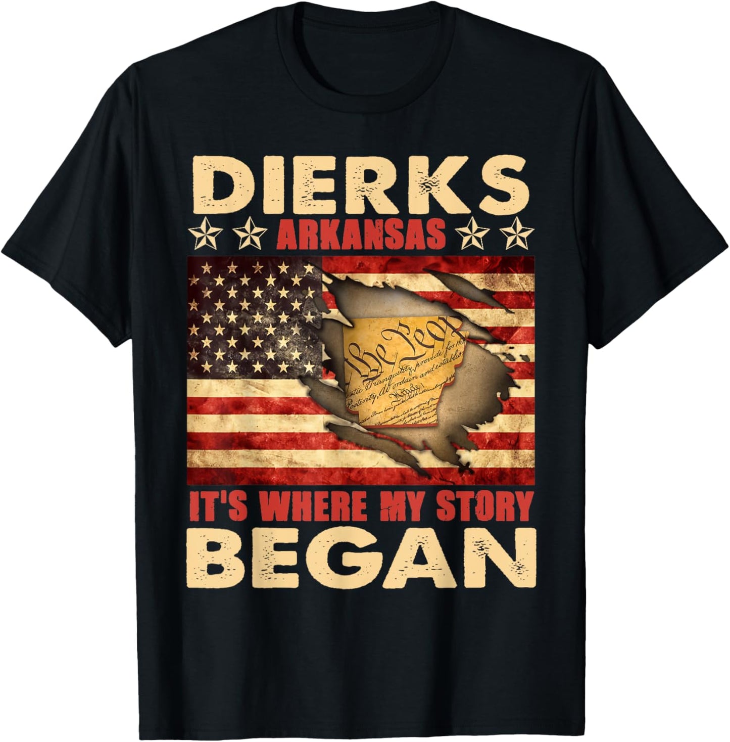 Dierks Arkansas USA Flag 4th Of July T-Shirt - T-Shirt | Black