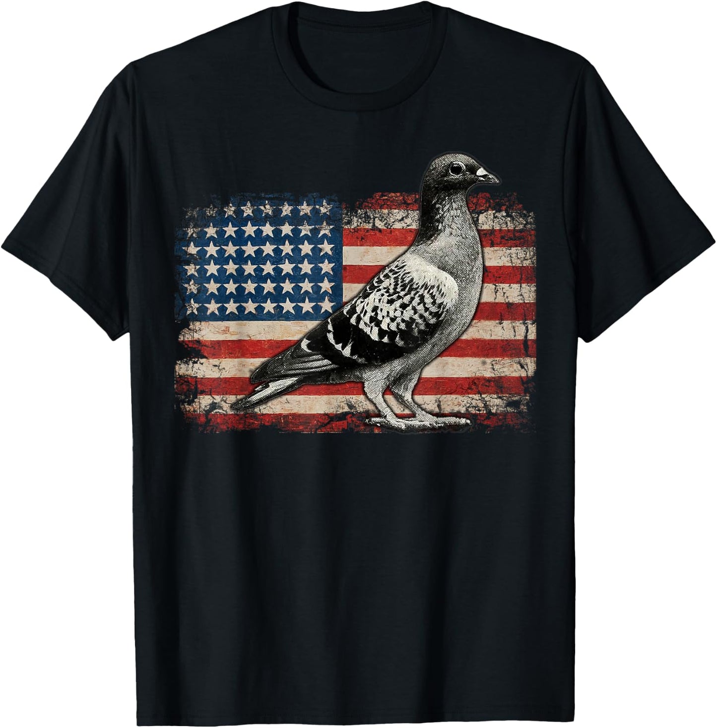 Pigeon Bird 4th of July USA Patriotic Pigeon USA Flag T-Shirt - T-Shirt | Black