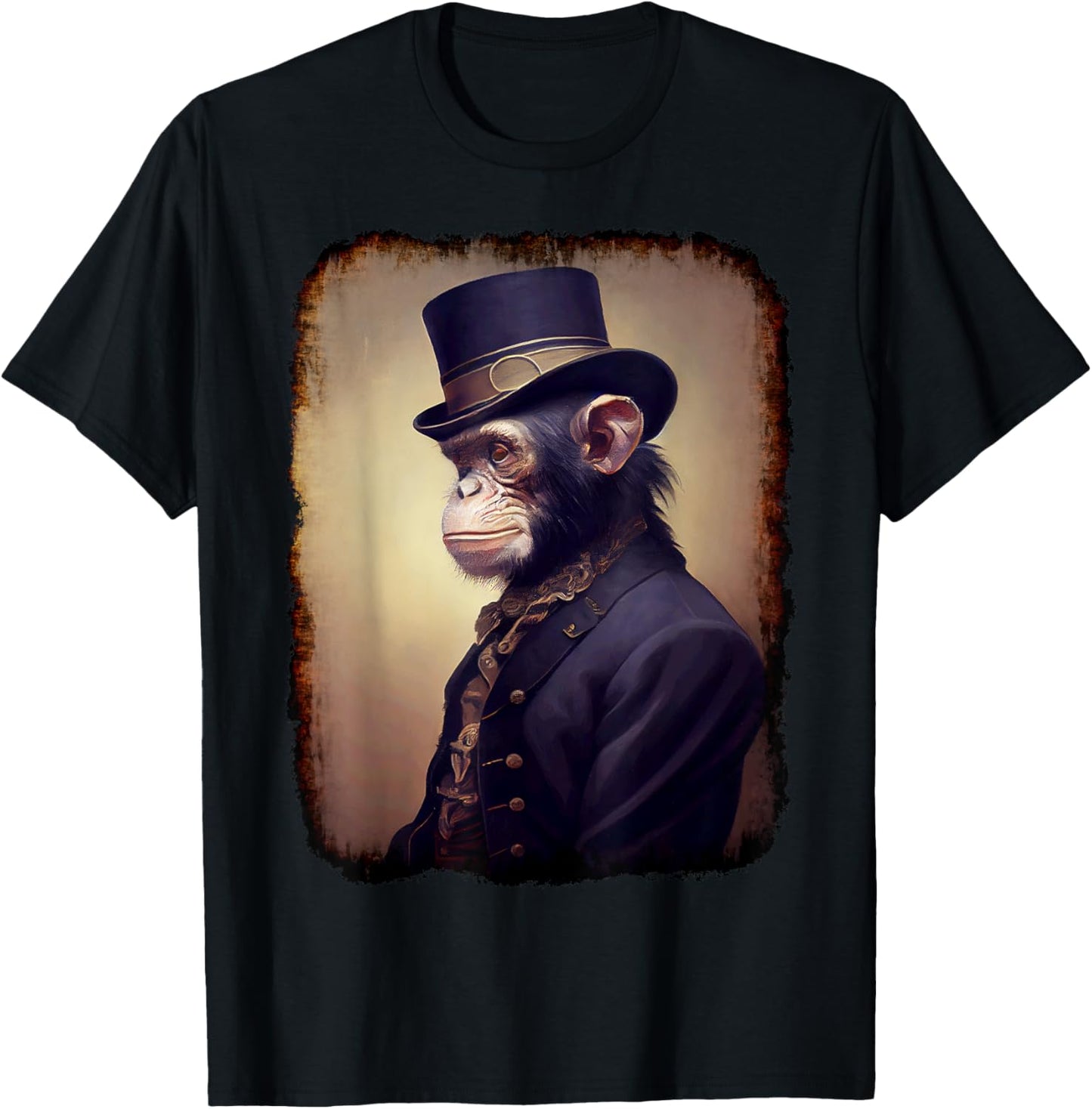 Victorian Style Portrait Of A Chimpanzee, Steampunk, Monkey T-Shirt - T-Shirt | Black