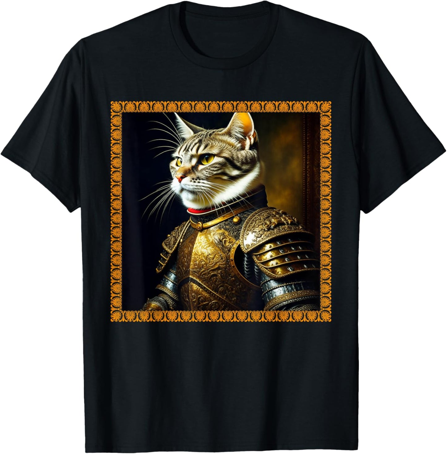 FUNNY CAT MEDIEVAL PORTRAIT RENAISSANCE Oil Painting Pet T-Shirt - T-Shirt | Black
