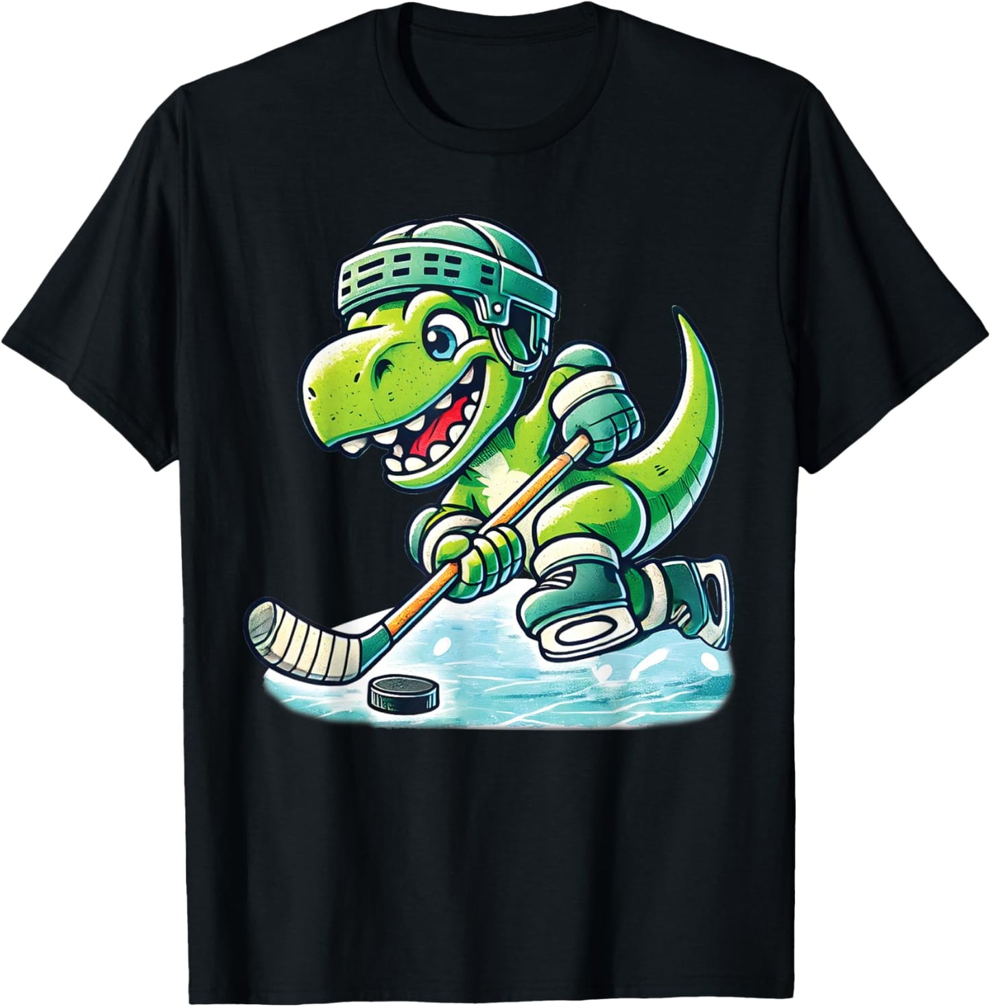 Hockeysaurus Dinosaur Ice Hockey Trex Kids Boys Ice Hockey T-Shirt - T-Shirt | Black