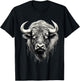 Buffalo Drawing Splash Artwork Bison Portrait Animal Print T-Shirt - T-Shirt | Black
