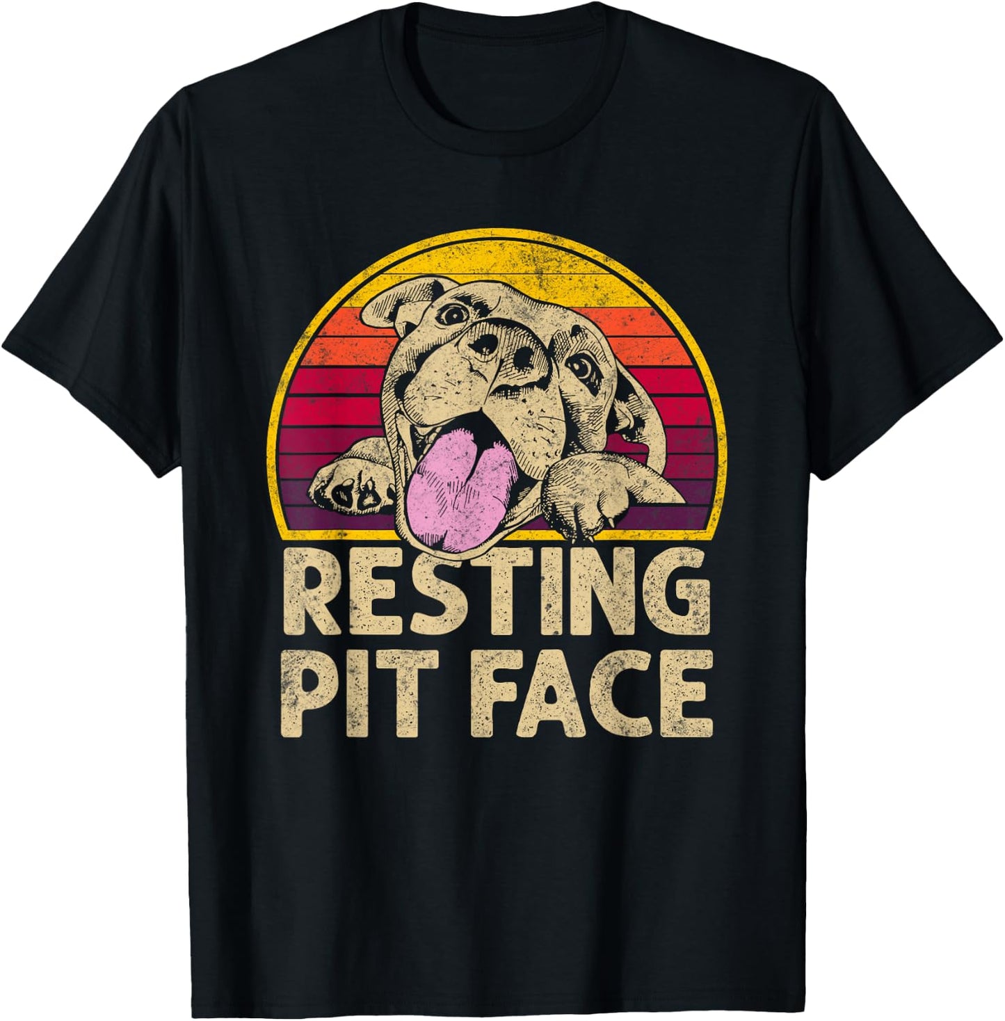 Dog Pitbull Resting Pit Face Funny Gift Pitbull Lovers Men Women T-Shirt - T-Shirt | Black