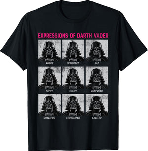 Star Wars Expressions of Darth Vader Funny T-Shirt - T-Shirt | Black