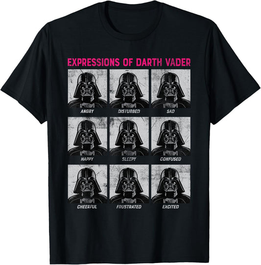 Star Wars Expressions of Darth Vader Funny T-Shirt - T-Shirt | Black