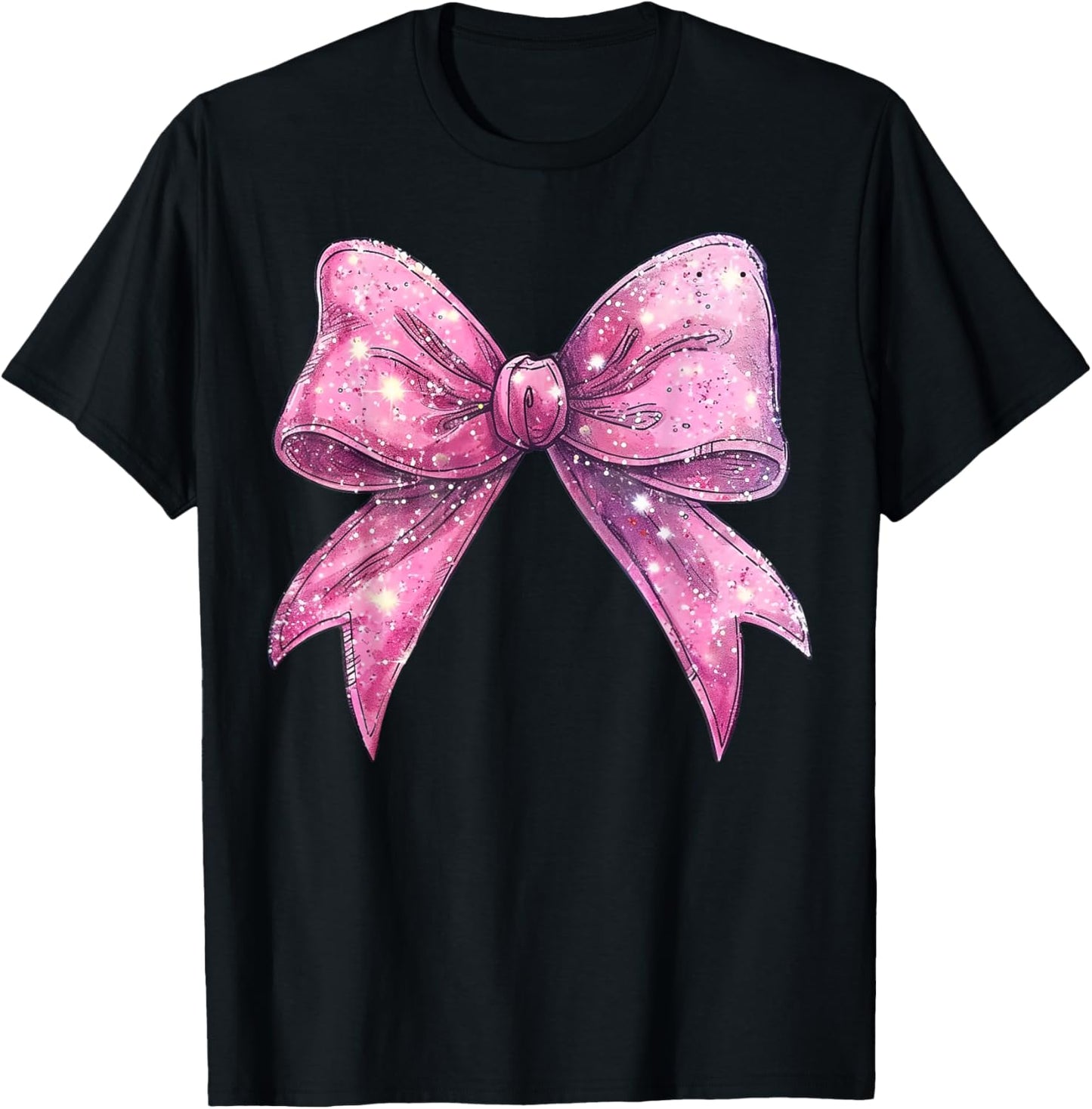 Cute Pink Bow Coquette Aesthetic Bow Print Bow T-Shirt - T-Shirt | Black