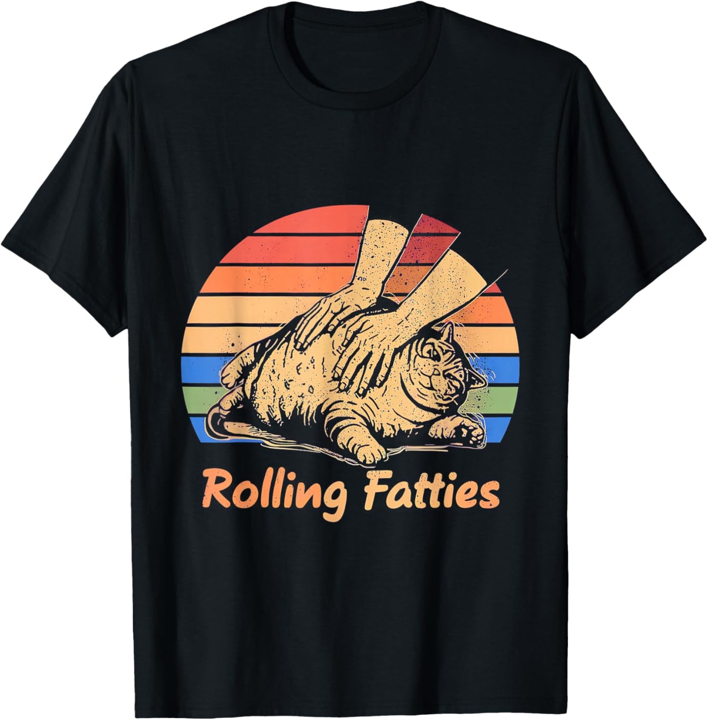 Cat Rolling Fatties Funny Women Kids T-Shirt - T-Shirt | Black
