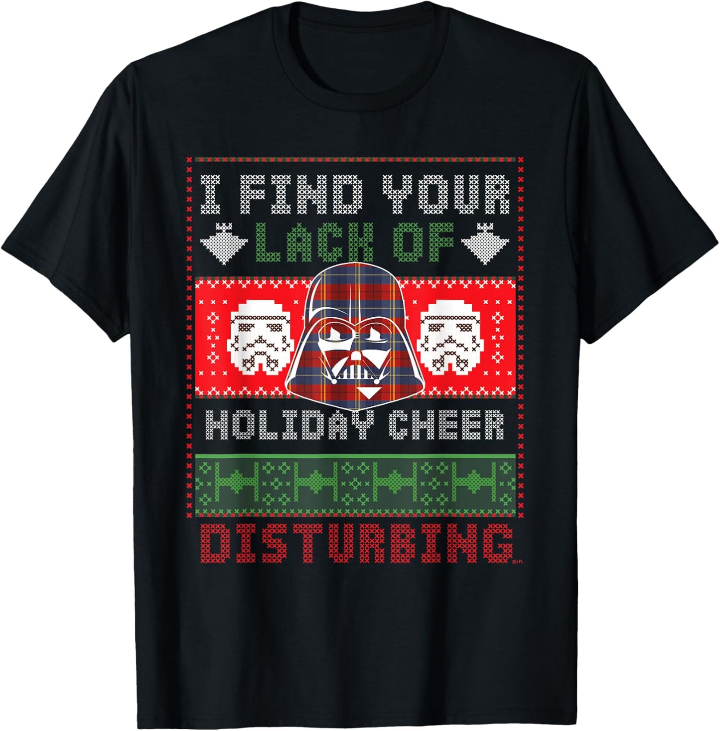 Star Wars Darth Vader Ugly Christmas Sweater T-Shirt - T-Shirt | Black