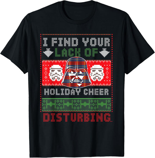 Star Wars Darth Vader Ugly Christmas Sweater T-Shirt - T-Shirt | Black