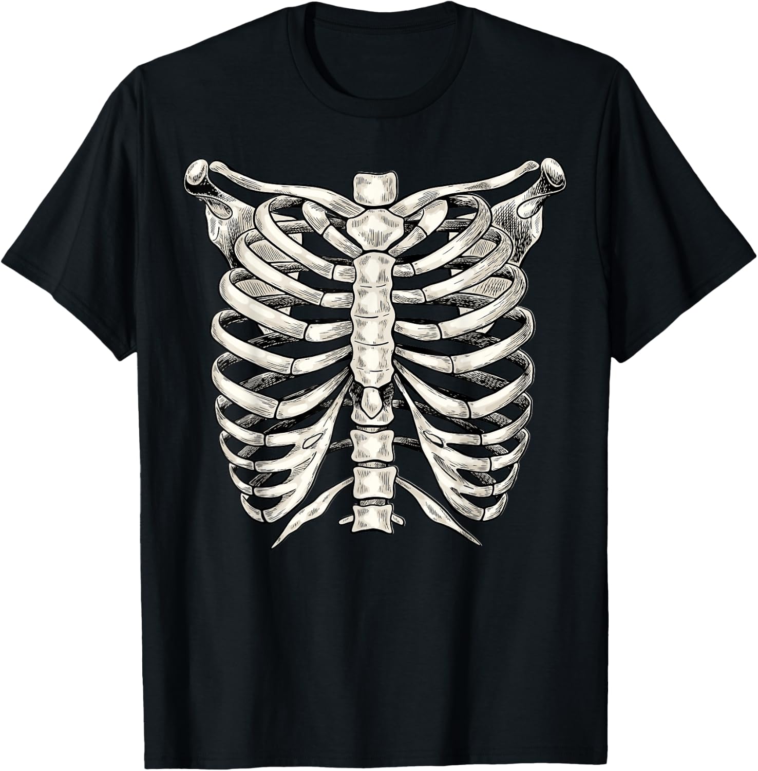 Skeleton Rib Cage T Shirt Halloween Skeleton Costume Shirt T-Shirt - T-Shirt | Black