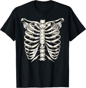Skeleton Rib Cage T Shirt Halloween Skeleton Costume Shirt T-Shirt - T-Shirt | Black