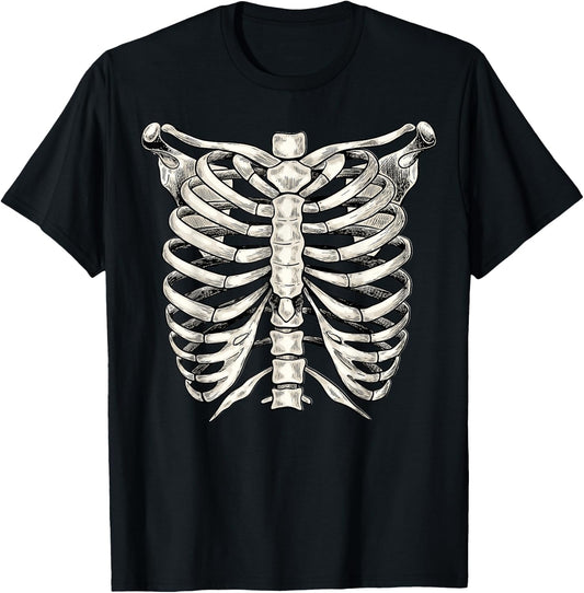 Skeleton Rib Cage T Shirt Halloween Skeleton Costume Shirt T-Shirt - T-Shirt | Black