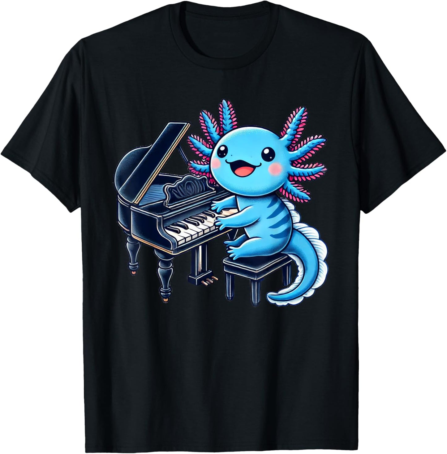 Axolotl Playing Piano Axolotls Musician Music T-Shirt - T-Shirt | Black