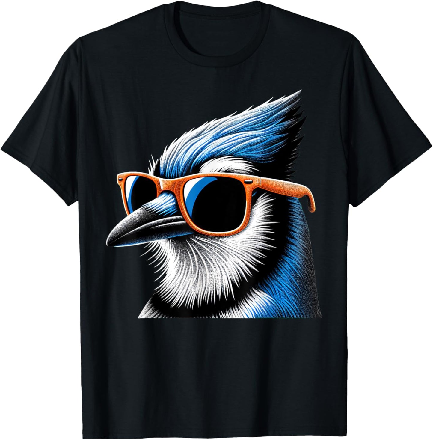 Cool Blue Jay Bird Wearing Sunglasses Graphic Art T-Shirt - T-Shirt | Black