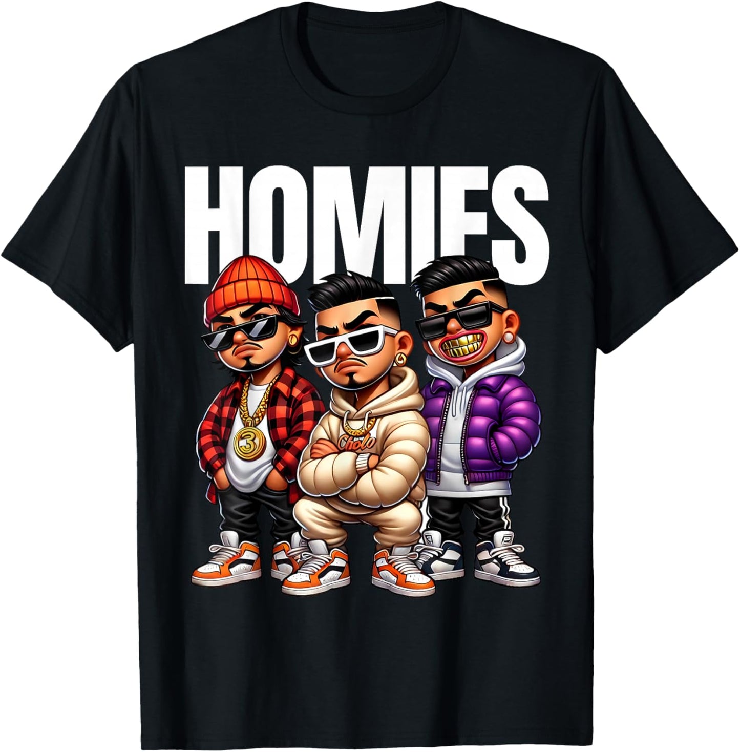 Cool Urban Cholo Cultura Chicano Latino Mexican Pride Homies T-Shirt - T-Shirt | Black