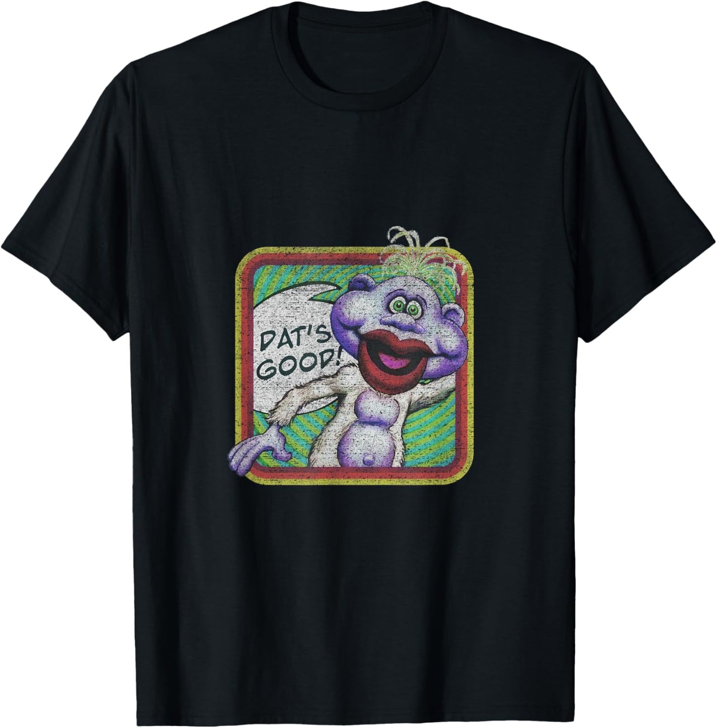 Jeff Dunham Peanut Retro Washed -Adult , Black, Small, Short Sleeve, Cartoon, Retro, Straight Fit, Polyester 100% T-Shirt - T-Shirt | Black