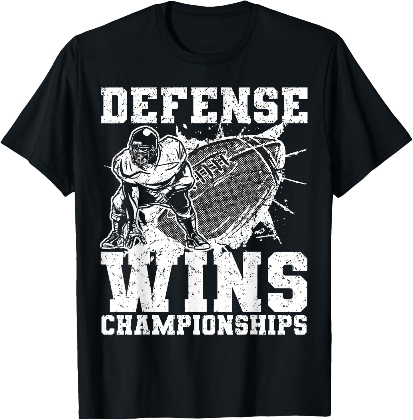 Defense wins Championships | Football Defence Lineman T-Shirt - T-Shirt | Black