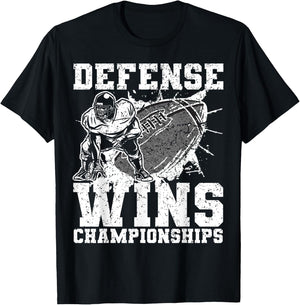 Defense wins Championships | Football Defence Lineman T-Shirt - T-Shirt | Black