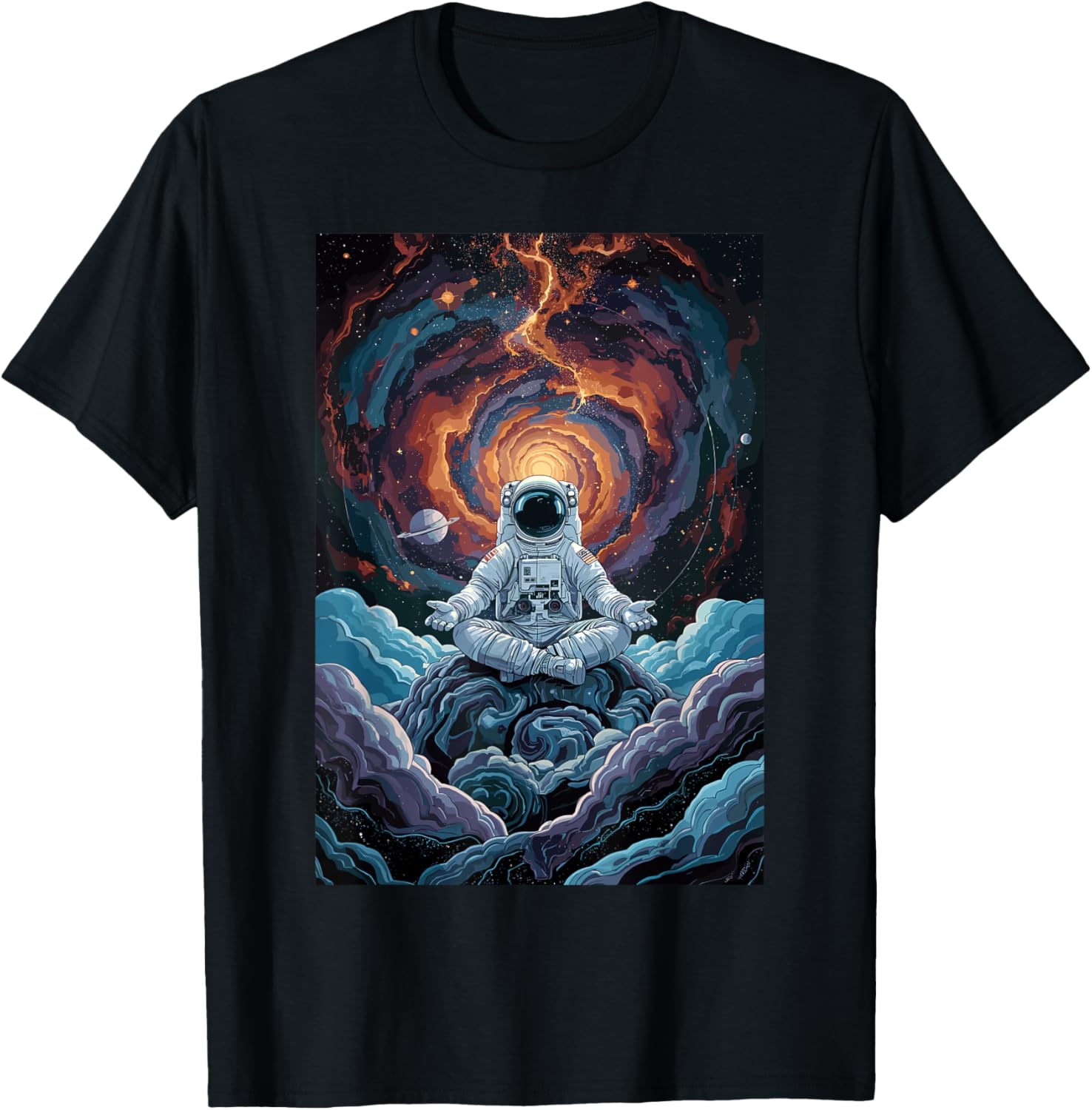 Astronaut Medite in Space Journey to Inner Cosmos Dream T-Shirt - T-Shirt | Black