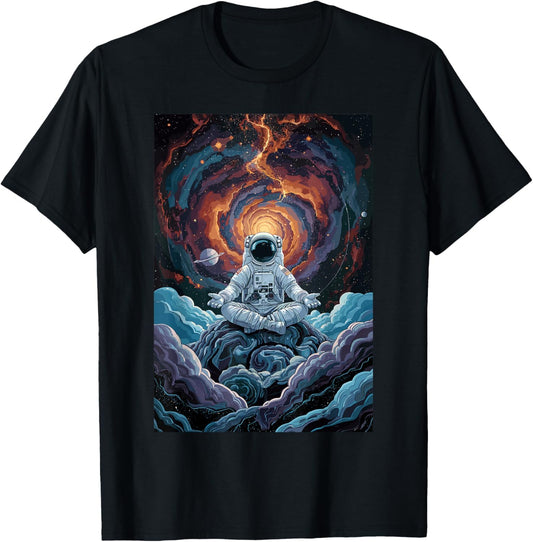 Astronaut Medite in Space Journey to Inner Cosmos Dream T-Shirt - T-Shirt | Black