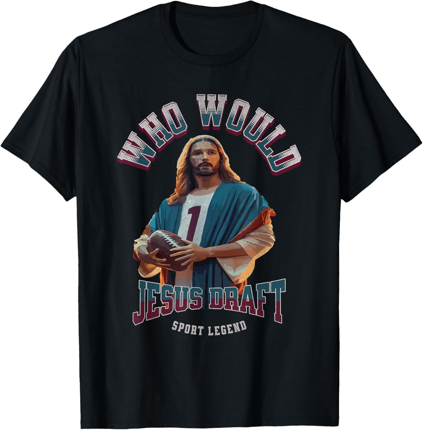 Who Would Jesus Draft Fantasy Football Christian Draft Party T-Shirt - T-Shirt | Black